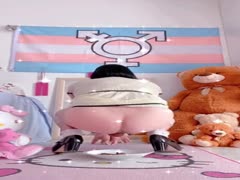 A sexy girl urinating on a dish